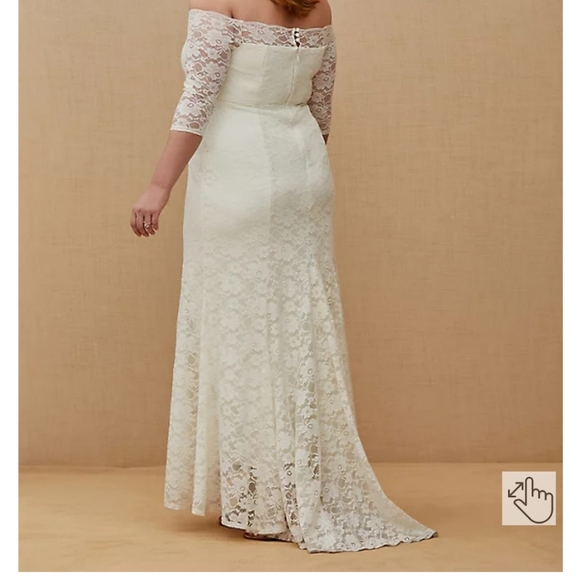 Torrid- IVORY LACE OFF SHOULDER FIT & FLARE WEDDING DRESS SIZE 20 - Picture 4 of 6